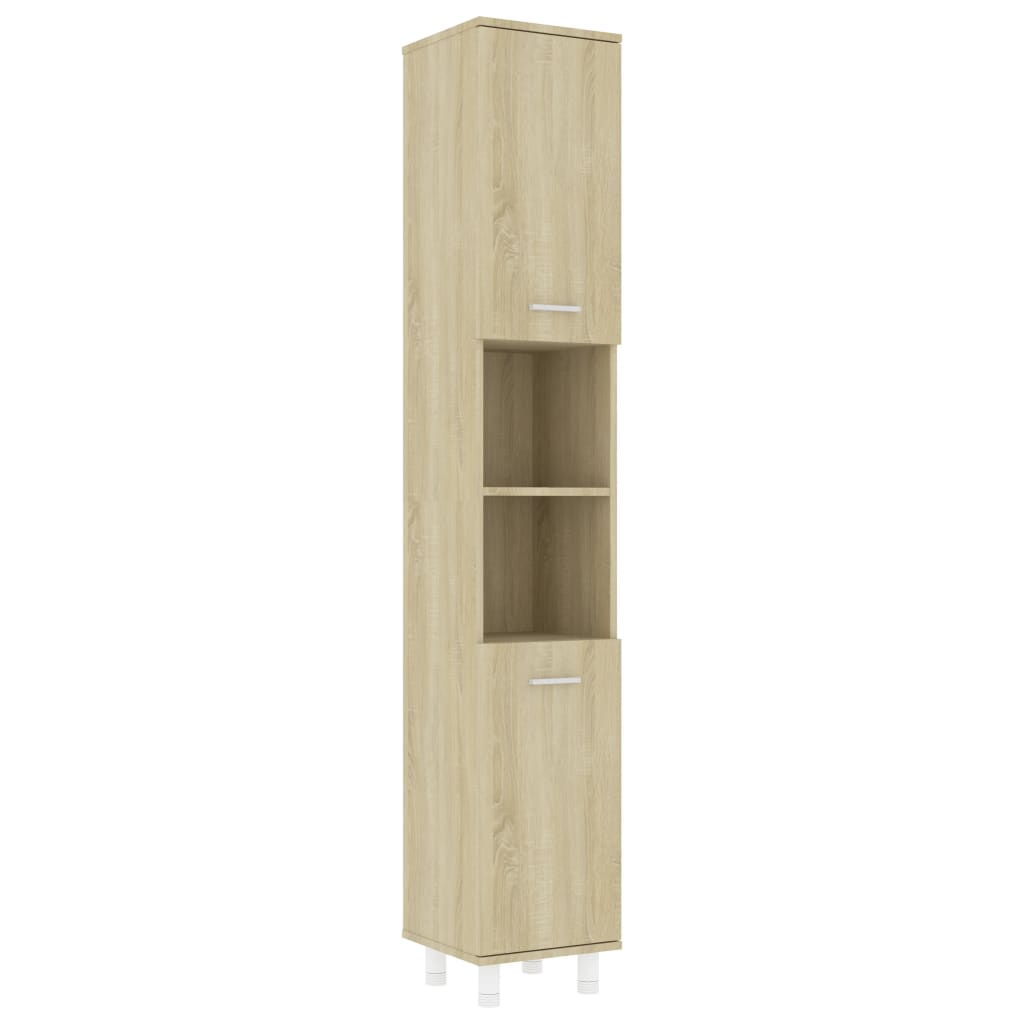 vidaXL Bathroom Cabinet Sonoma Oak 30x30x179 cm Engineered Wood