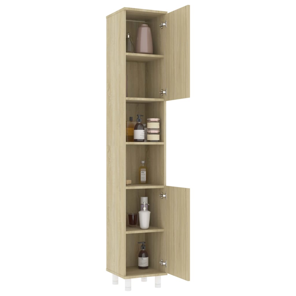 vidaXL Bathroom Cabinet Sonoma Oak 30x30x179 cm Engineered Wood