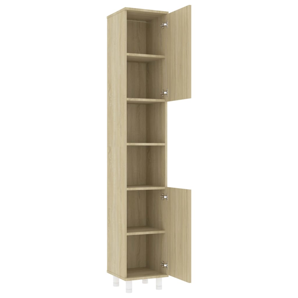 vidaXL Bathroom Cabinet Sonoma Oak 30x30x179 cm Engineered Wood