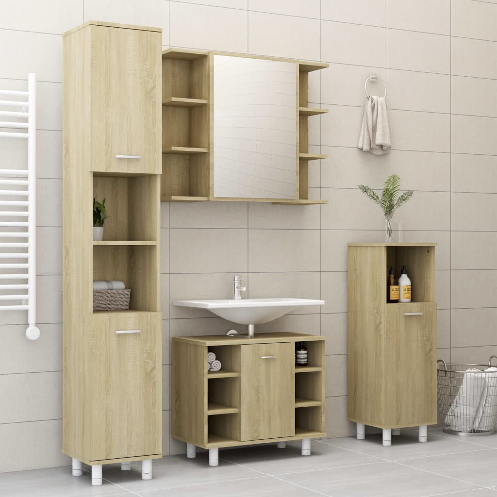 vidaXL Bathroom Cabinet Sonoma Oak 30x30x179 cm Engineered Wood