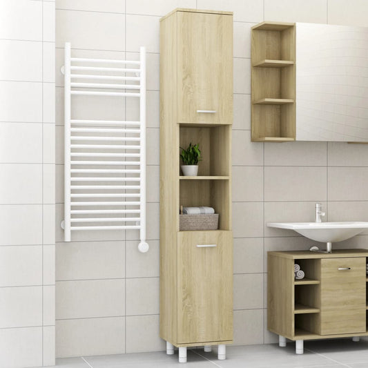 vidaXL Bathroom Cabinet Sonoma Oak 30x30x179 cm Engineered Wood