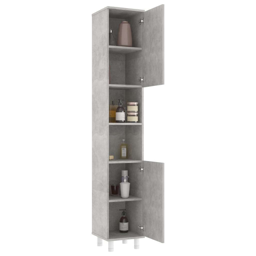 vidaXL Bathroom Cabinet Concrete Grey 30x30x179 cm Engineered Wood