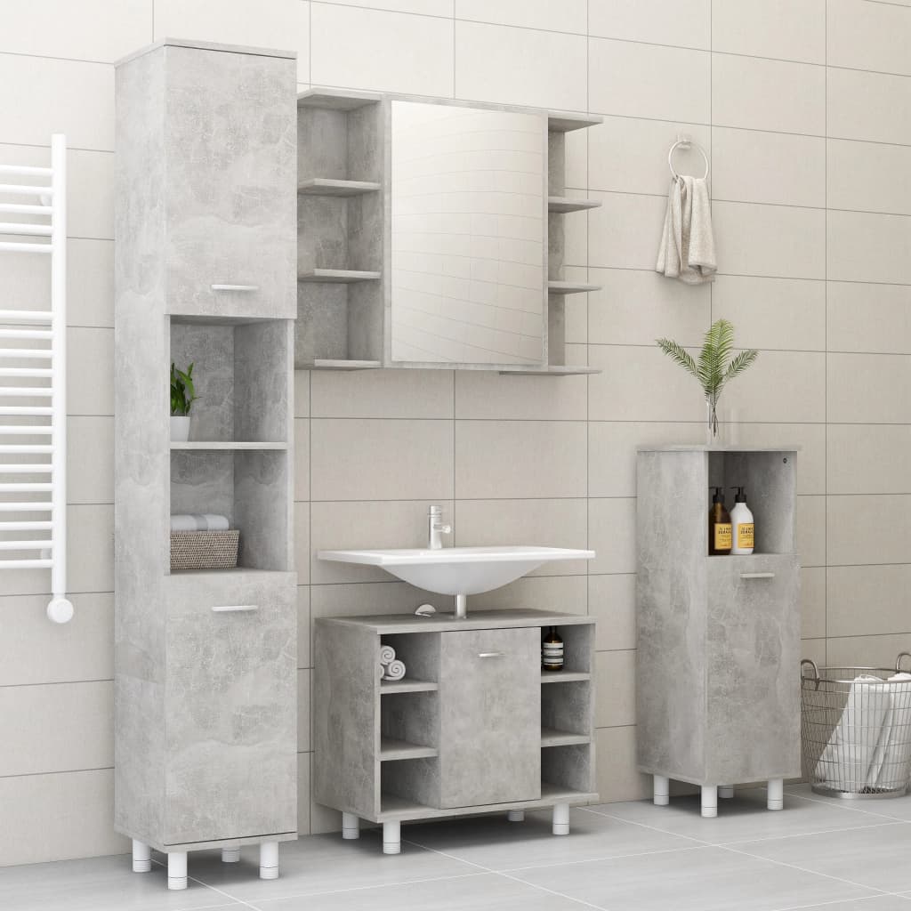 vidaXL Bathroom Cabinet Concrete Grey 30x30x179 cm Engineered Wood