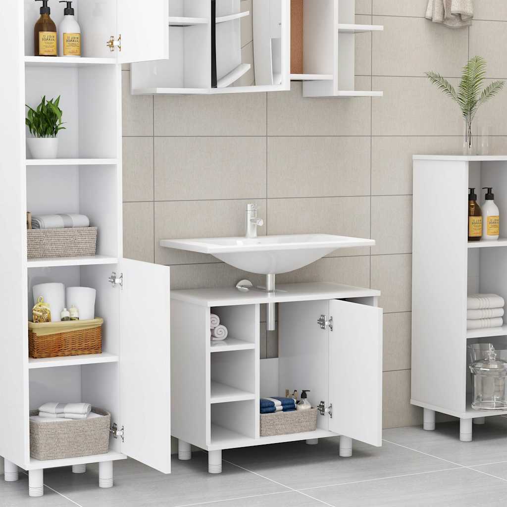 802633 vidaXL Bathroom Cabinet White 60x32x53,5 cm Engineered Wood