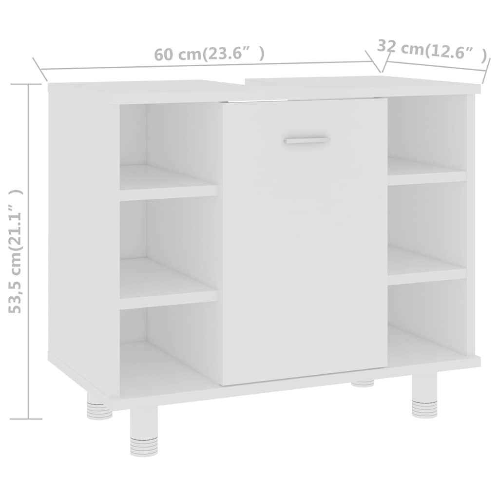 802633 vidaXL Bathroom Cabinet White 60x32x53,5 cm Engineered Wood