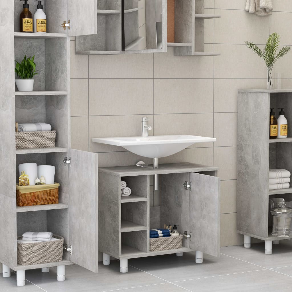 vidaXL Bathroom Cabinet Concrete Grey 60x32x53.5 cm Engineered Wood