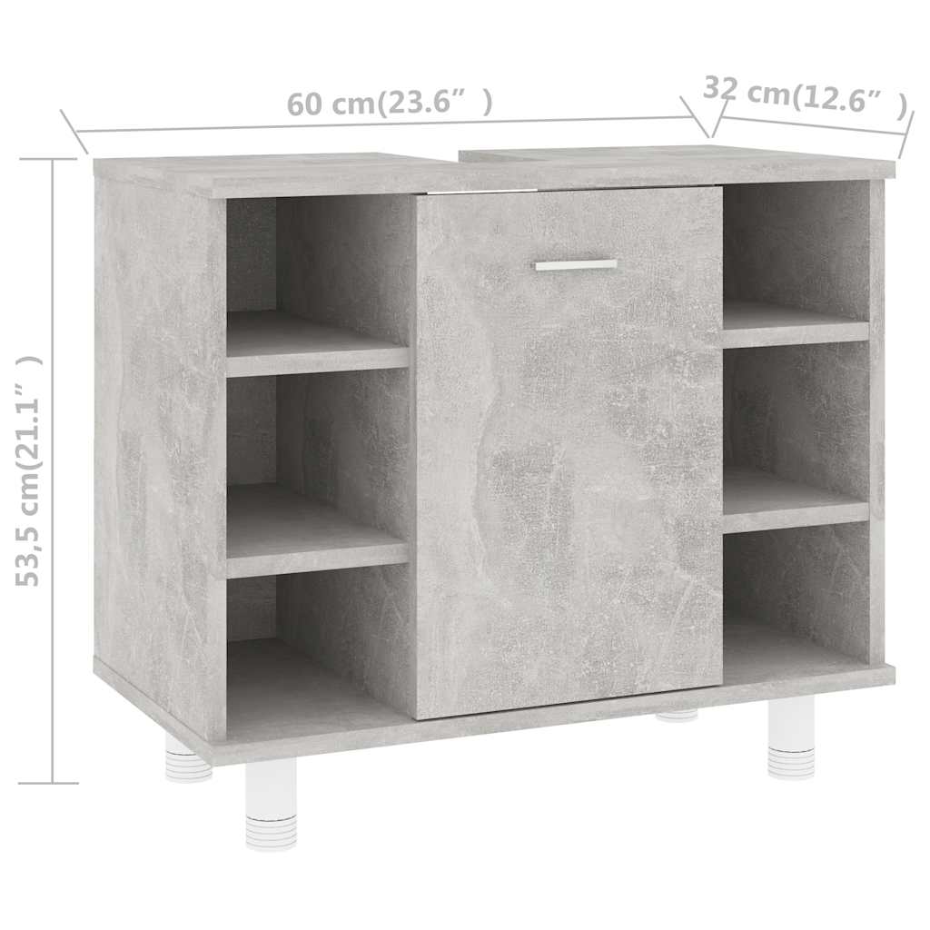 vidaXL Bathroom Cabinet Concrete Grey 60x32x53.5 cm Engineered Wood