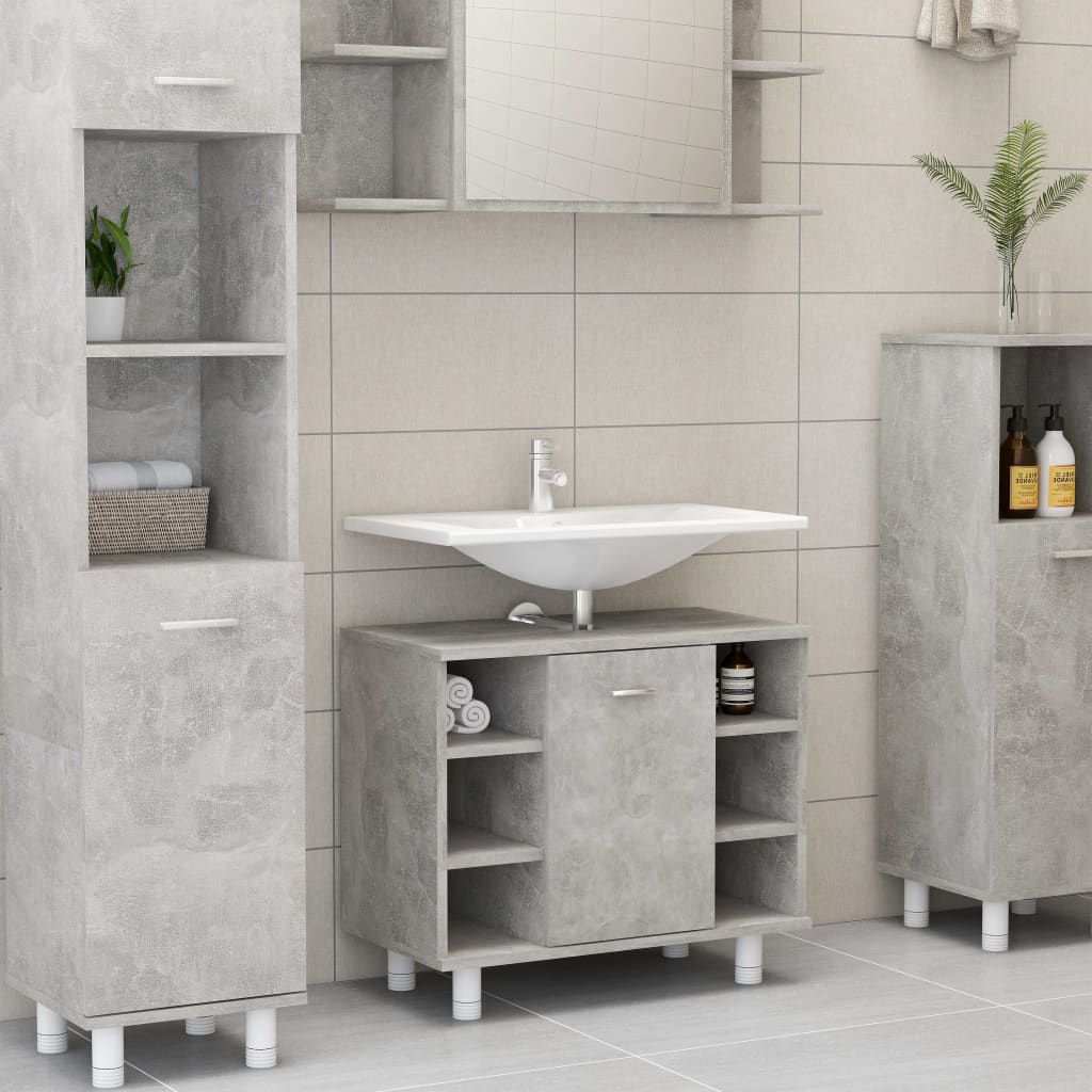 vidaXL Bathroom Cabinet Concrete Grey 60x32x53.5 cm Engineered Wood