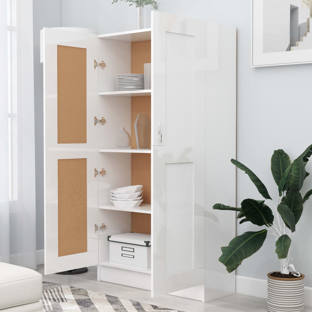 vidaXL Book Cabinet High Gloss White 82.5x30.5x150 cm Engineered Wood