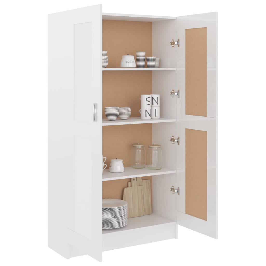 vidaXL Book Cabinet High Gloss White 82.5x30.5x150 cm Engineered Wood