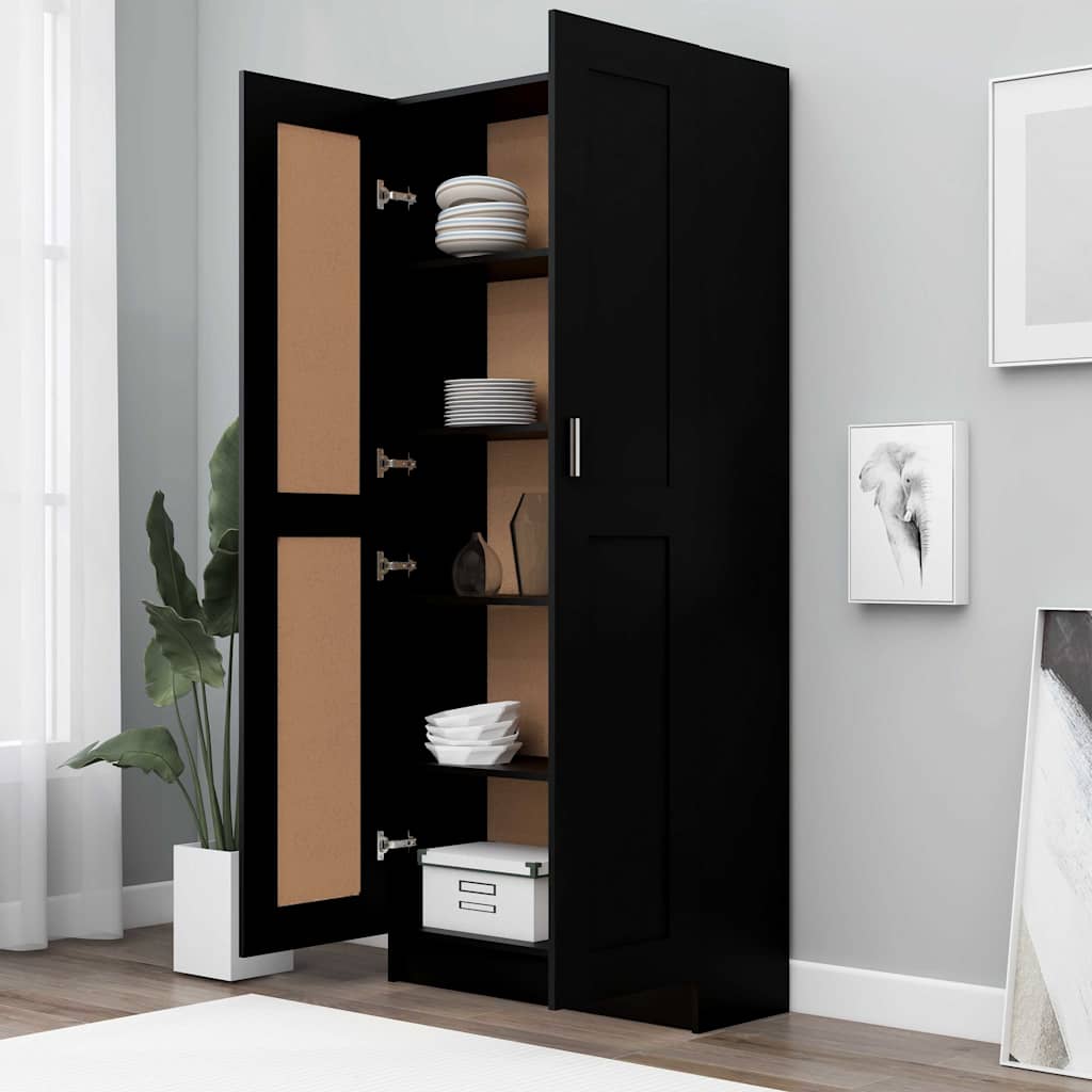 Book Cabinet Black 82,5x30,5x185,5 cm Engineered Wood