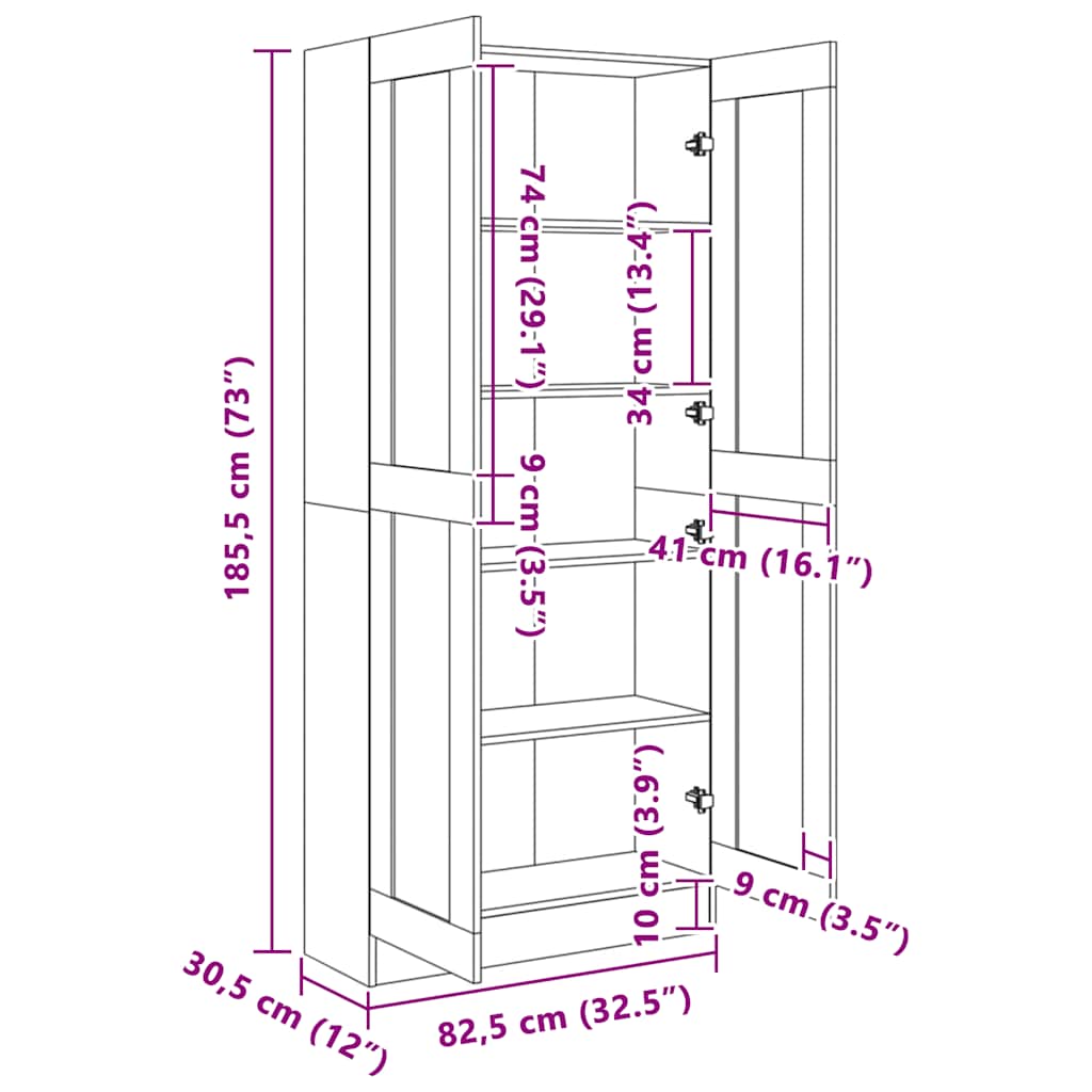 Book Cabinet Black 82,5x30,5x185,5 cm Engineered Wood