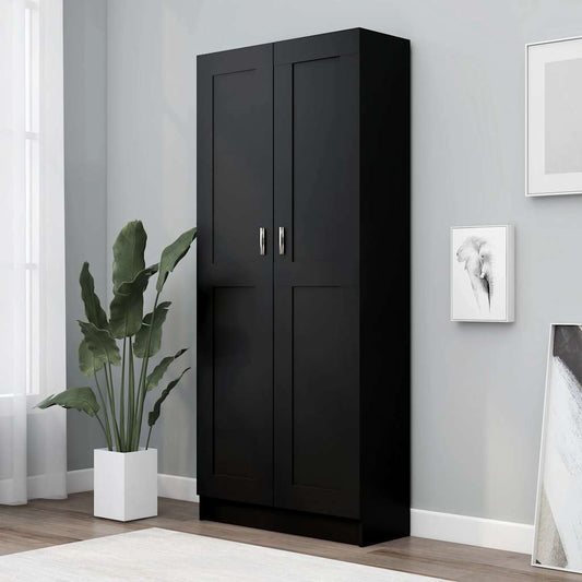 Book Cabinet Black 82,5x30,5x185,5 cm Engineered Wood