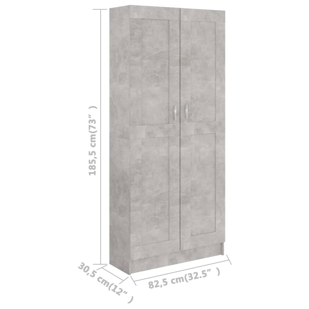 vidaXL Book Cabinet Concrete Grey 82.5x30.5x185.5 cm Engineered Wood