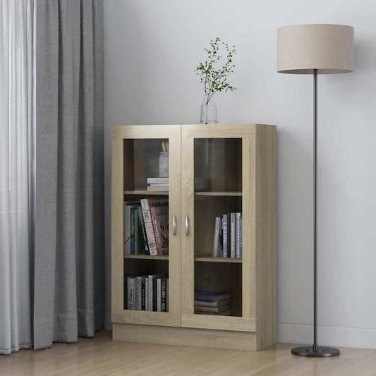 802753 vidaXL Vitrine Cabinet Sonoma Oak 82,5x30,5x115 cm Engineered Wood