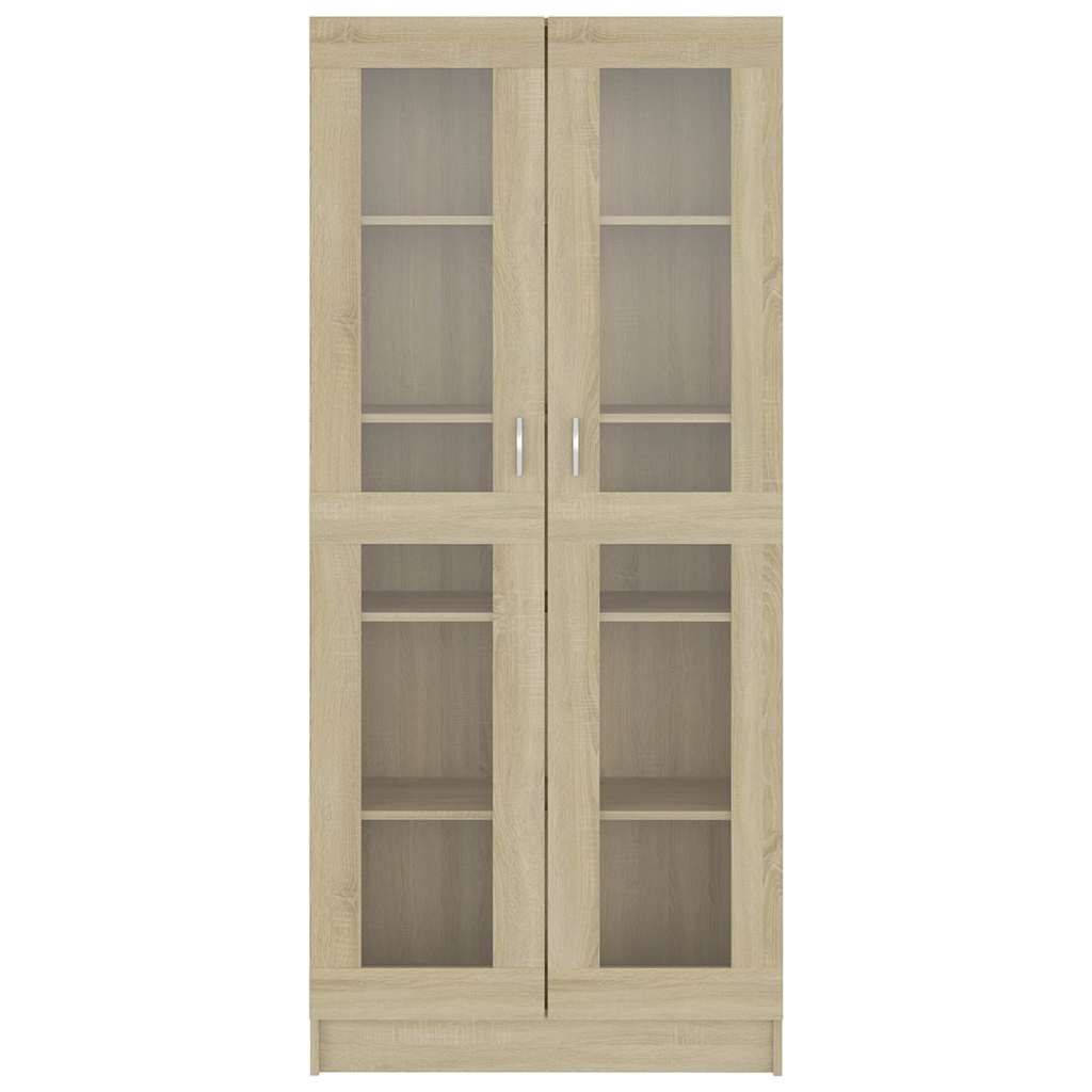 802771 vidaXL Vitrine Cabinet Sonoma Oak 82,5x30,5x185 cm Engineered Wood