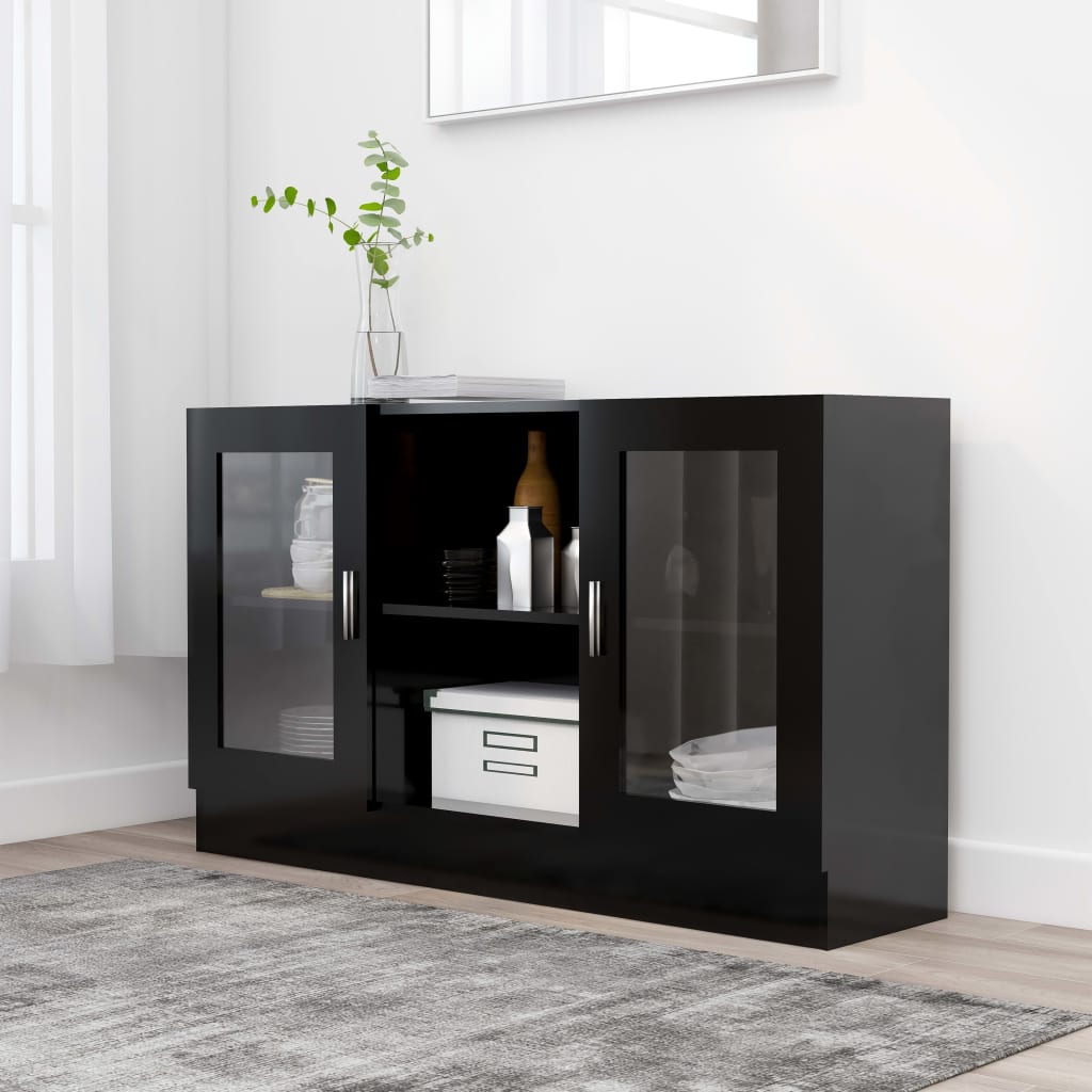 Vitrine Cabinet Black 120x30.5x70 cm Engineered Wood