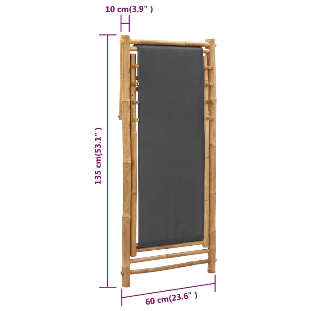 Deck Chair | Dark Grey | Bamboo and Canvas (100% Polyester) | Standard