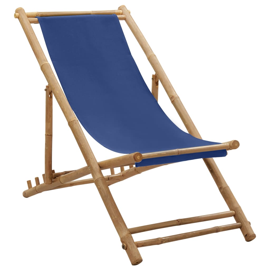 Beach Chair | Navy Blue | Bamboo | Compact | Foldable | Beach Chair