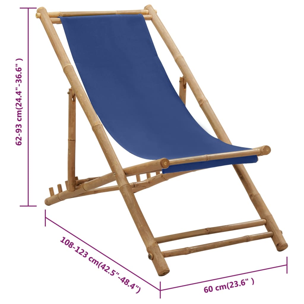 Beach Chair | Navy Blue | Bamboo | Compact | Foldable | Beach Chair