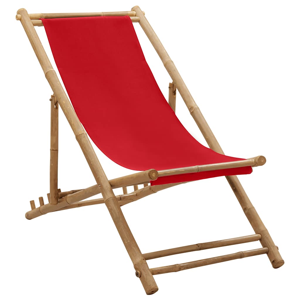 Beach Chair | Red | Canvas (100% polyester), Bamboo | 60 x | Foldable
