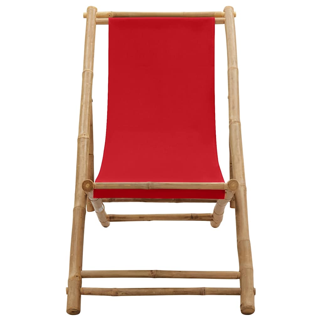 Beach Chair | Red | Canvas (100% polyester), Bamboo | 60 x | Foldable