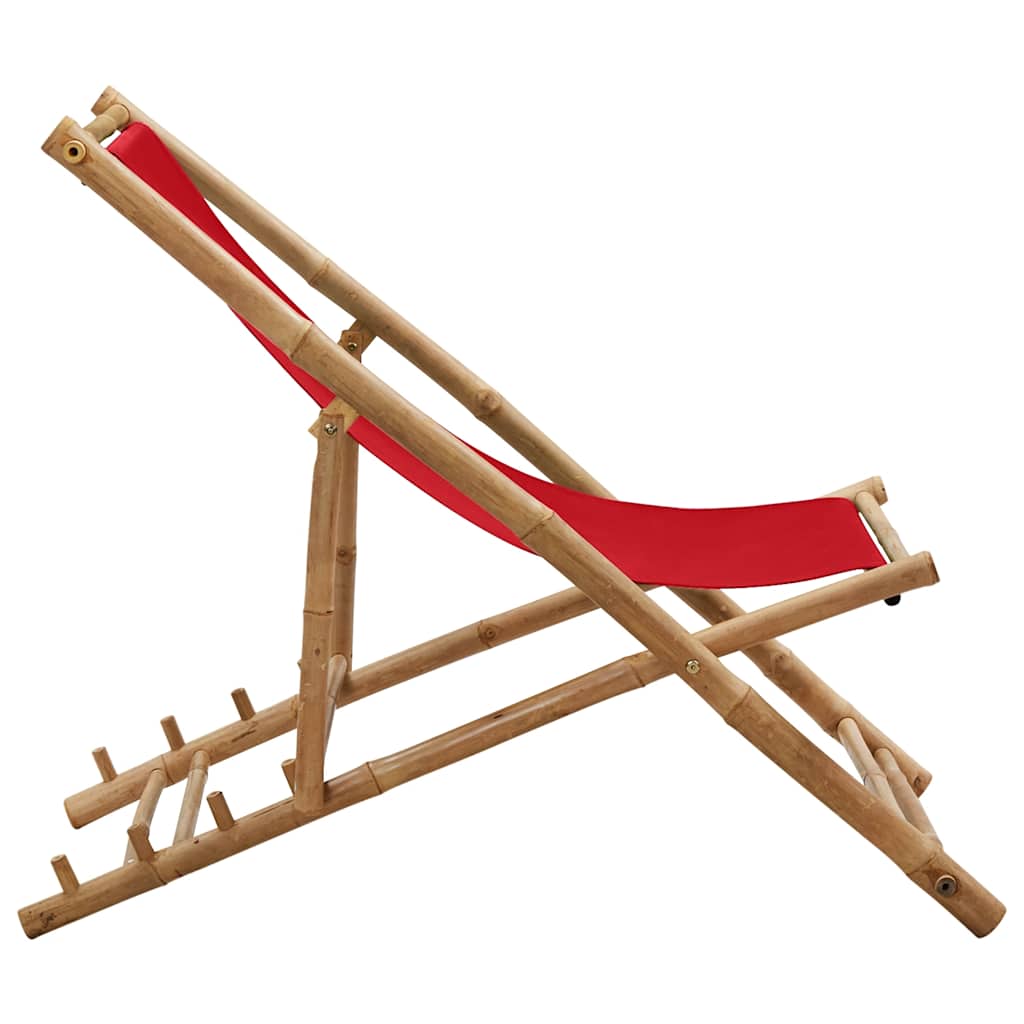 Beach Chair | Red | Canvas (100% polyester), Bamboo | 60 x | Foldable