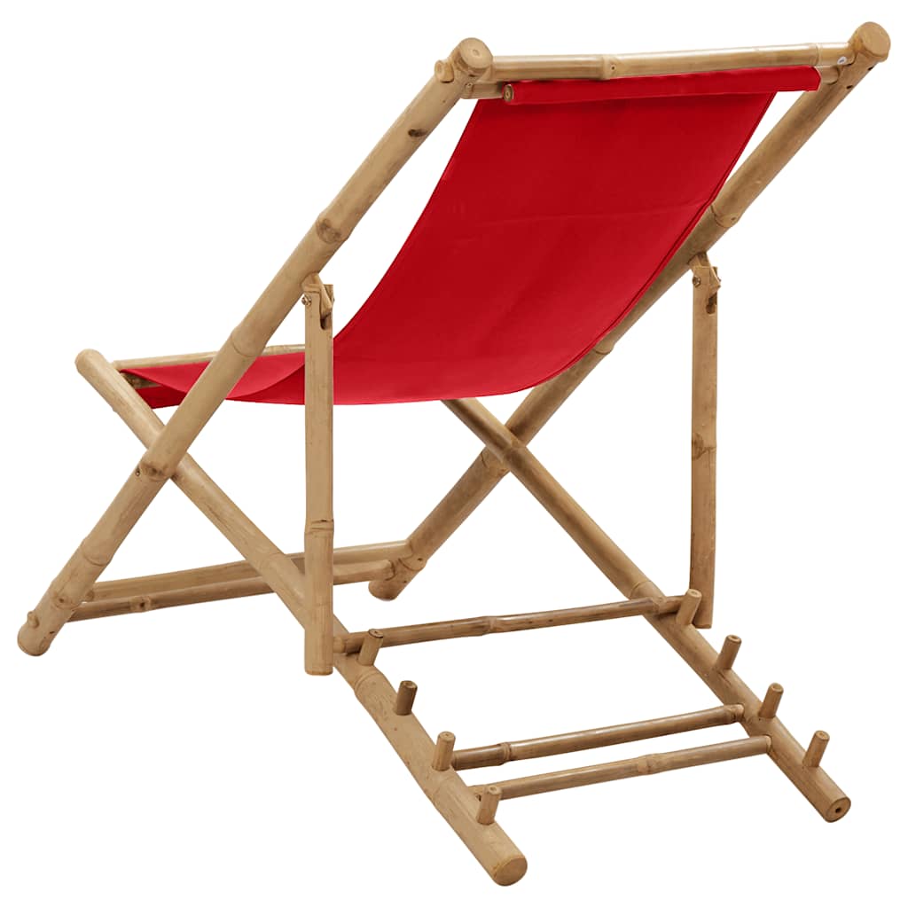 Beach Chair | Red | Canvas (100% polyester), Bamboo | 60 x | Foldable