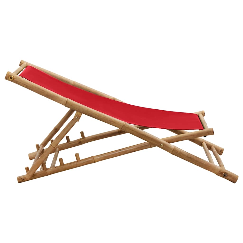 Beach Chair | Red | Canvas (100% polyester), Bamboo | 60 x | Foldable