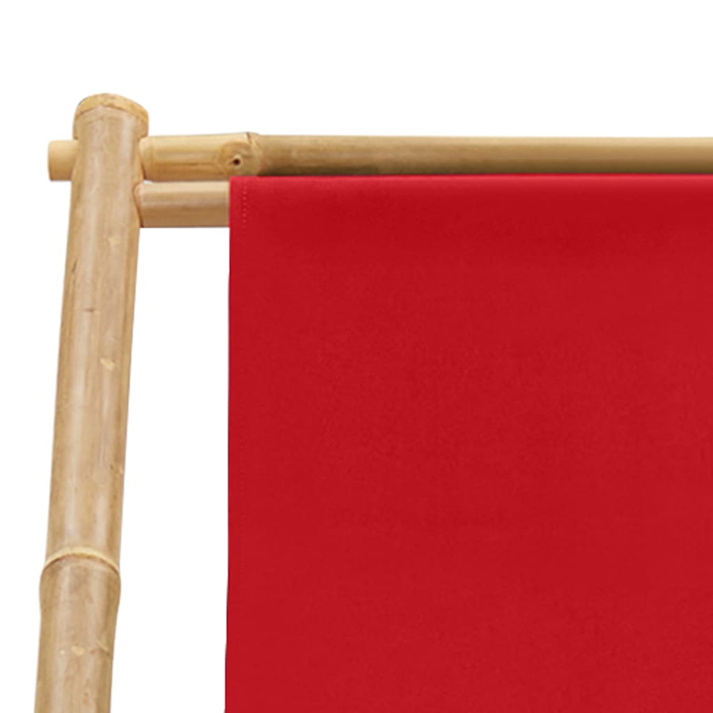 Beach Chair | Red | Canvas (100% polyester), Bamboo | 60 x | Foldable