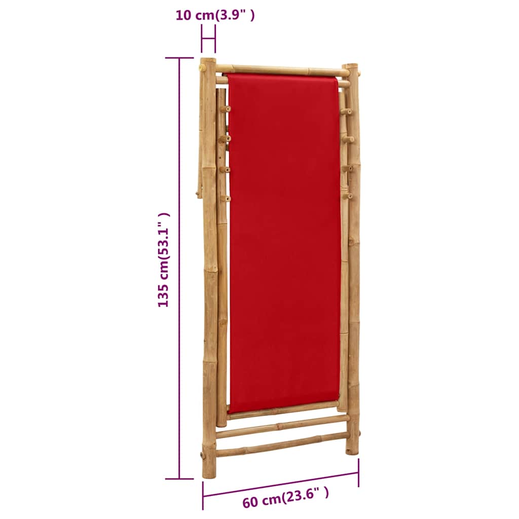Beach Chair | Red | Canvas (100% polyester), Bamboo | 60 x | Foldable