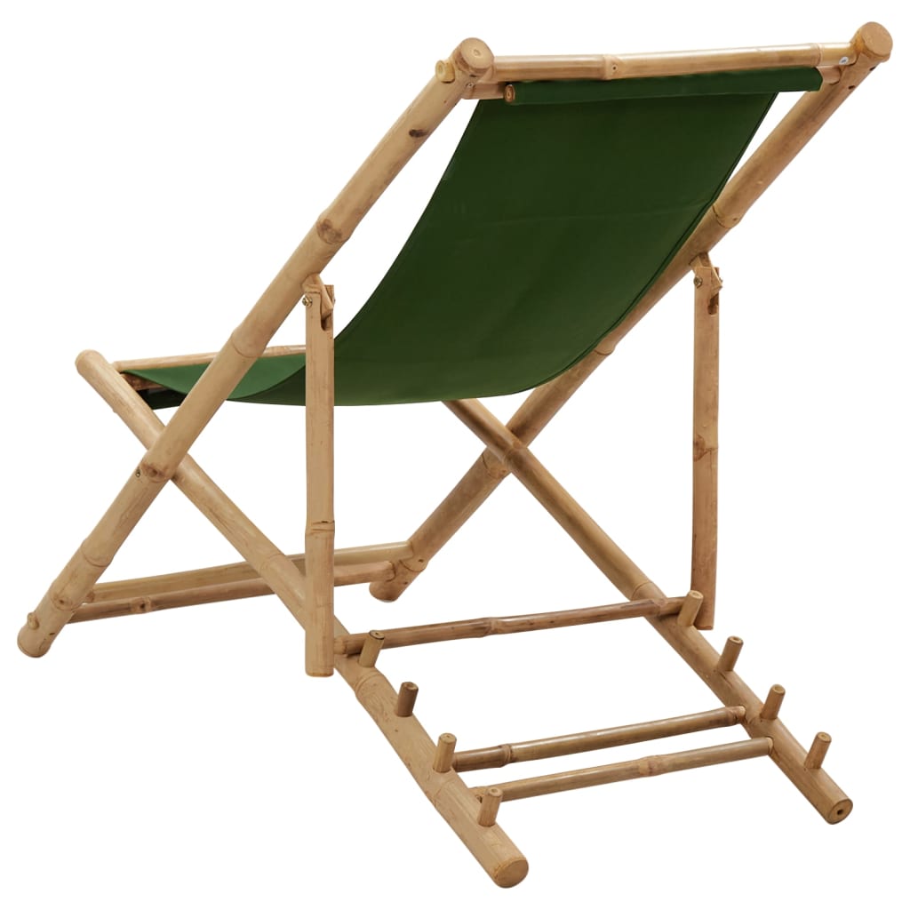 Beach Chair | Green | Bamboo and canvas | Perfect for adults | Foldable