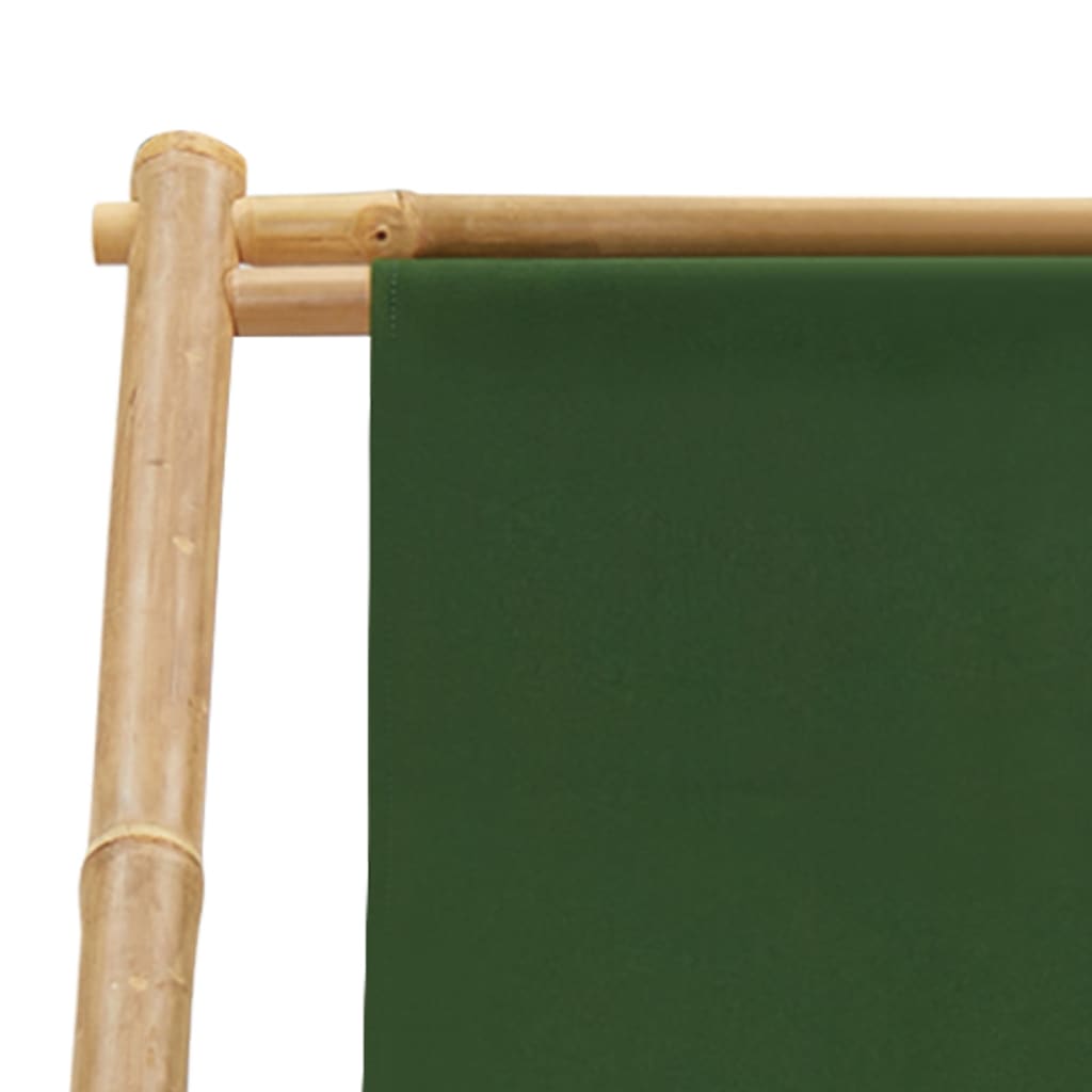 Beach Chair | Green | Bamboo and canvas | Perfect for adults | Foldable
