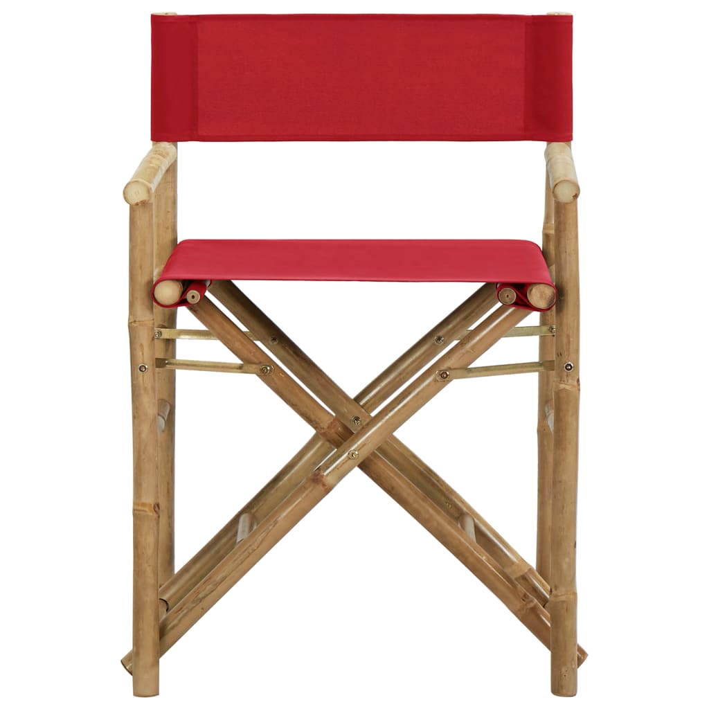 vidaXL Folding Director's Chairs 2 pcs Red Bamboo and Fabric