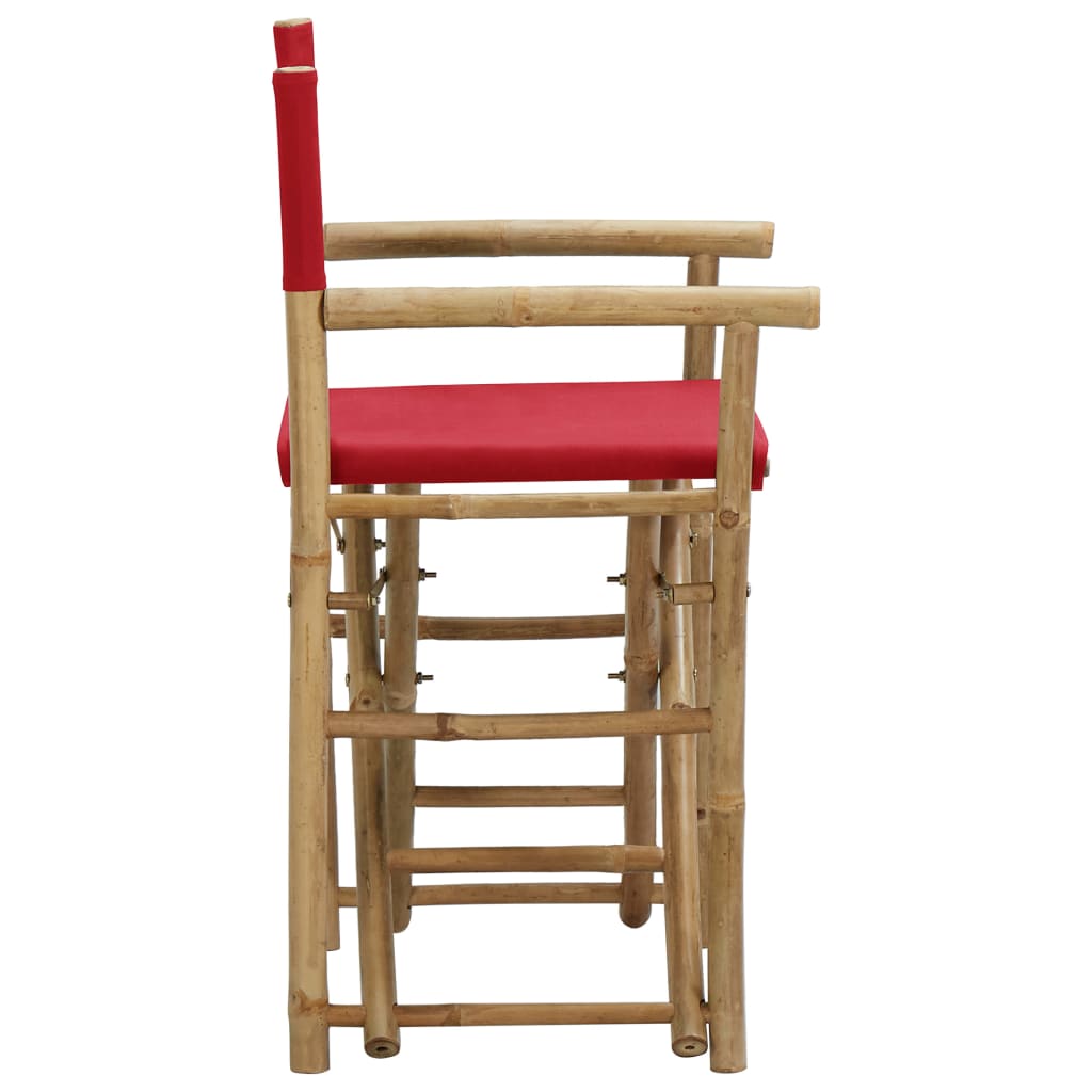 vidaXL Folding Director's Chairs 2 pcs Red Bamboo and Fabric