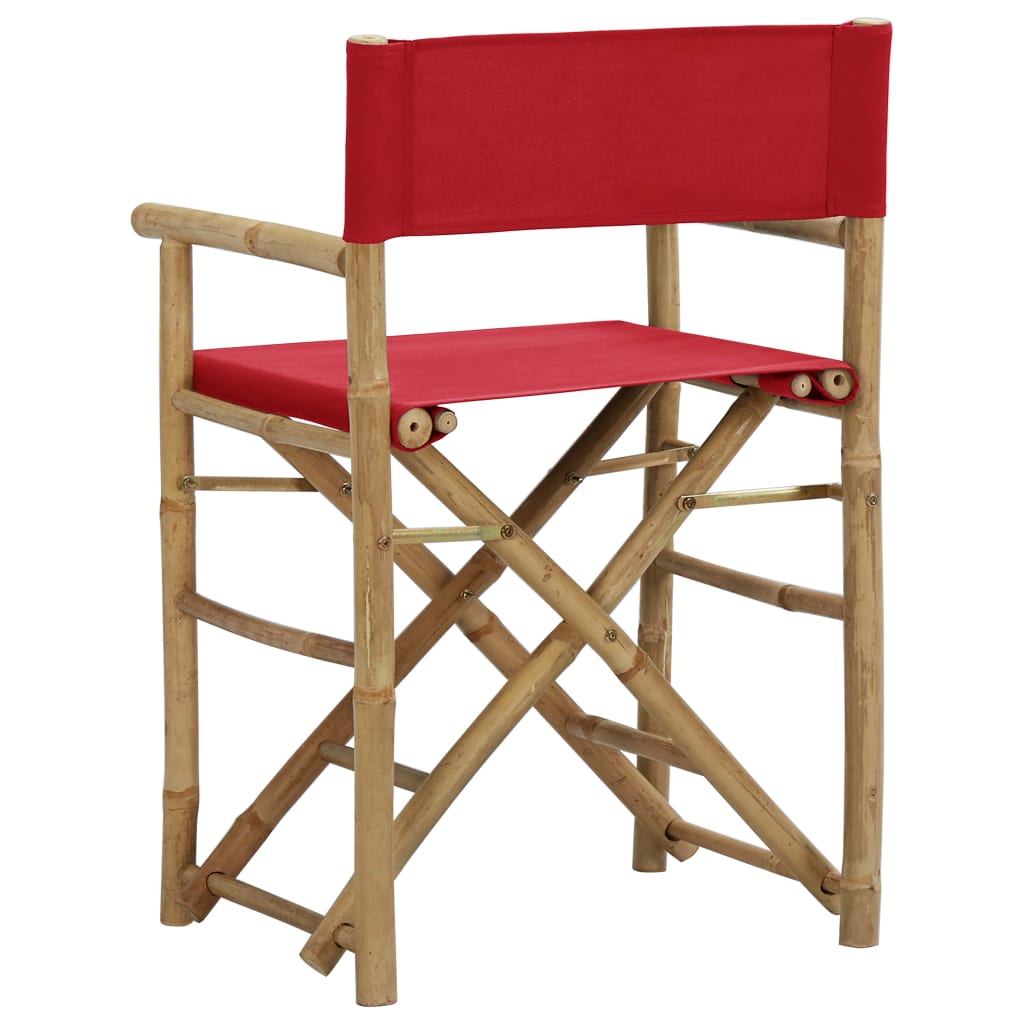 vidaXL Folding Director's Chairs 2 pcs Red Bamboo and Fabric