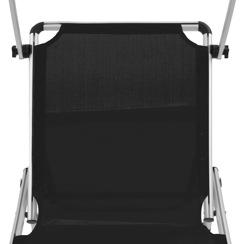 Sun Lounger | Black | Aluminium, Textilene | Standard adult size