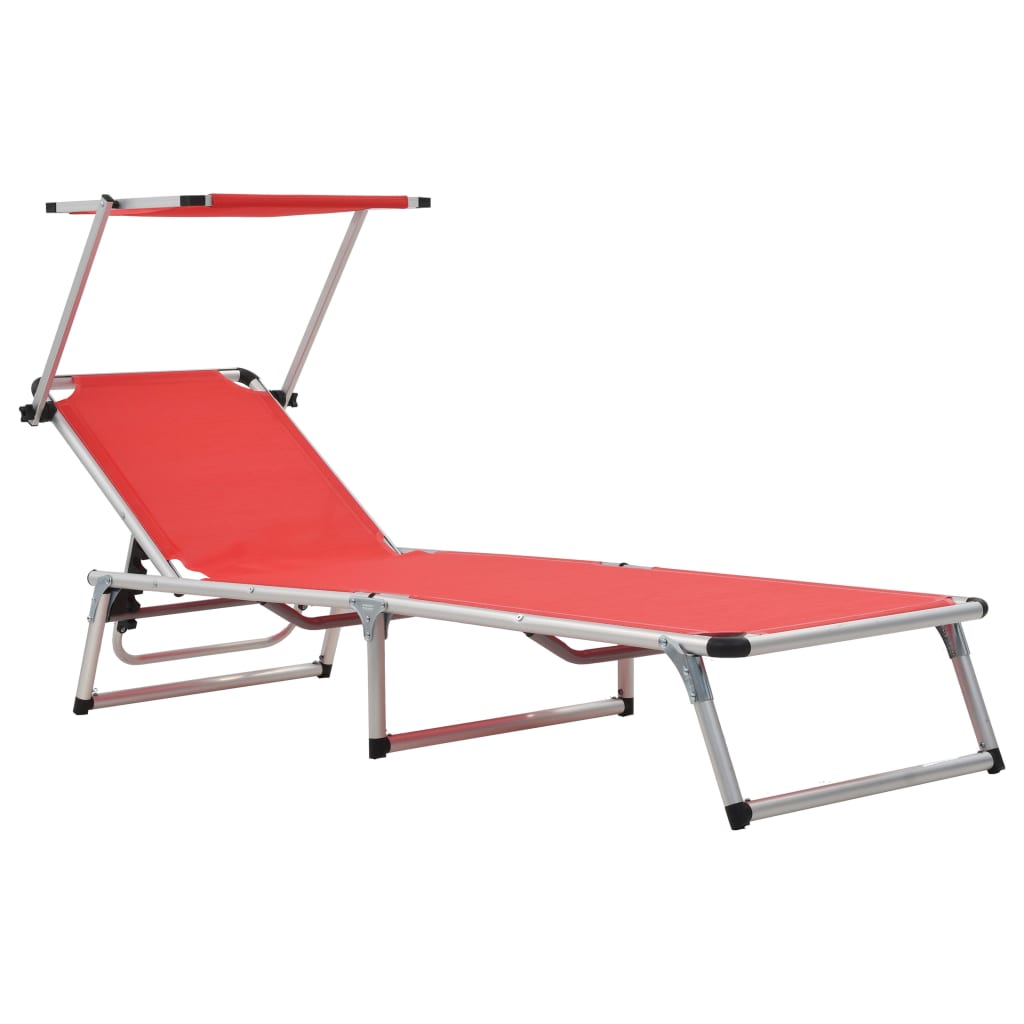 Sun Lounger | Red | Aluminium | Standard | Collapsible