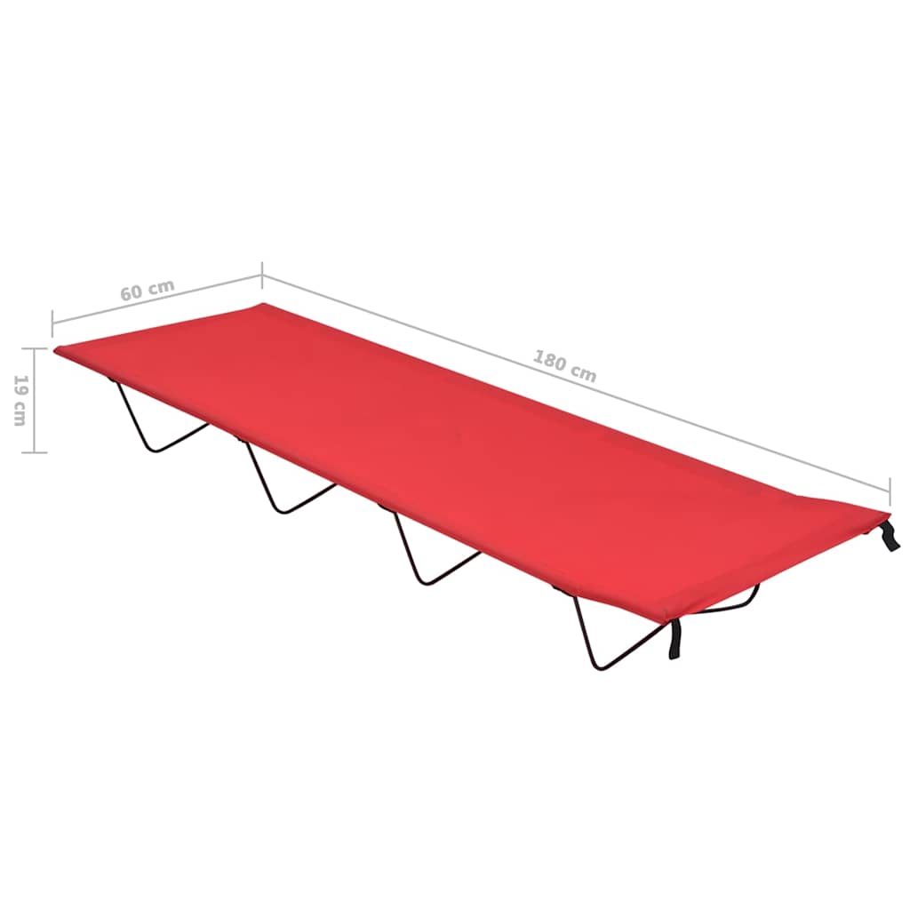 312480 vidaXL Camping Bed 180x60x19 cm Oxford Fabric and Steel Red