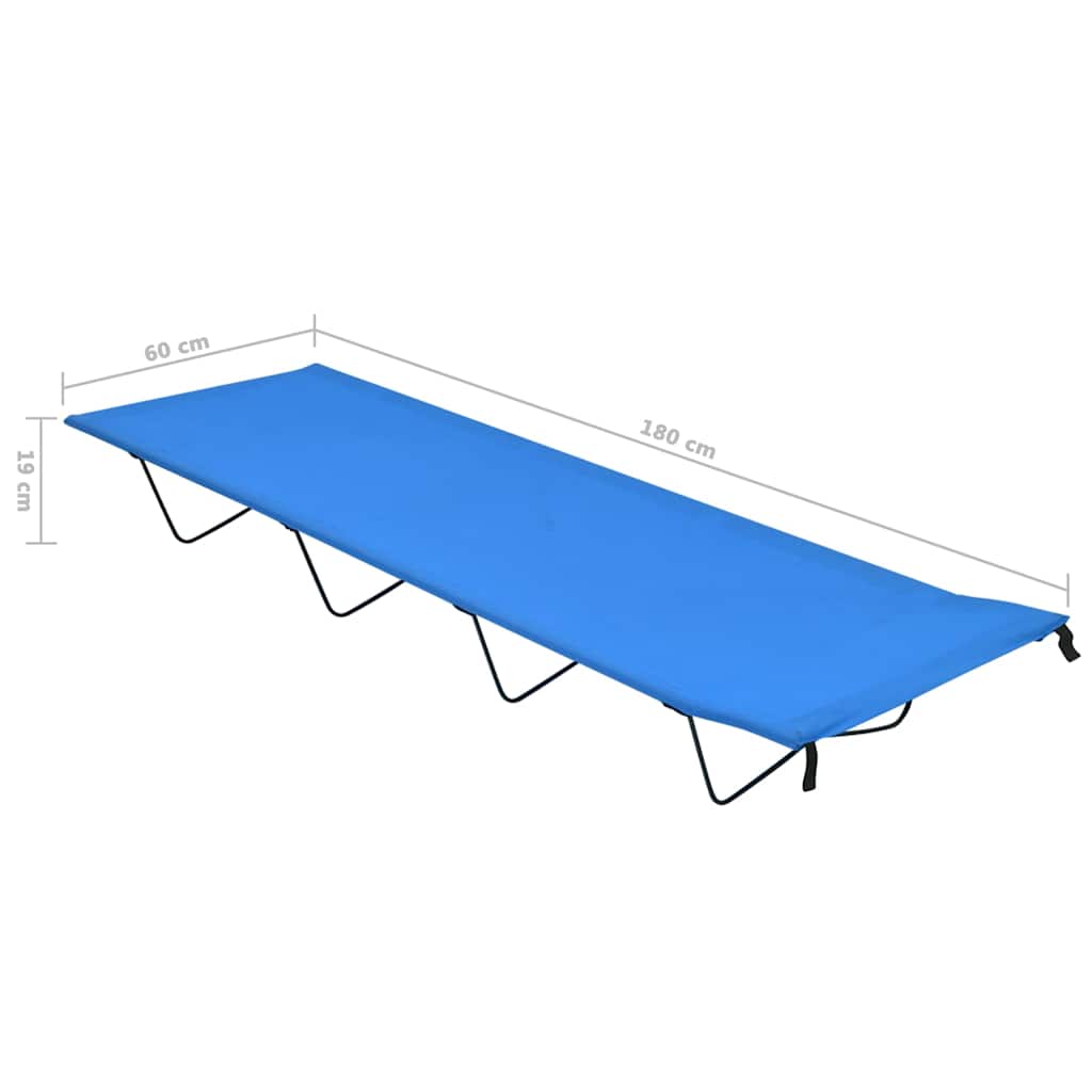 312483 vidaXL Camping Beds 2 pcs 180x60x19 cm Oxford Fabric and Steel Blue