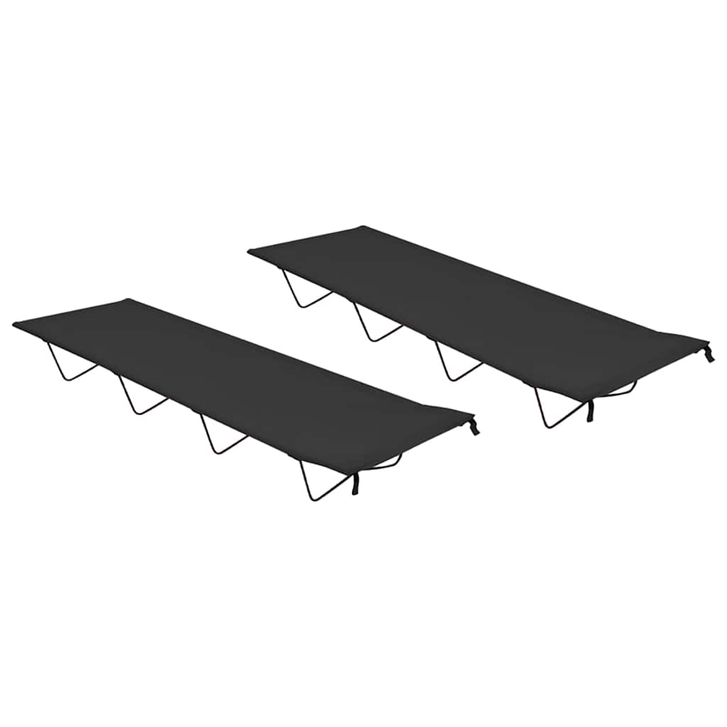 312484 vidaXL Camping Beds 2 pcs 180x60x19 cm Oxford Fabric and Steel Black