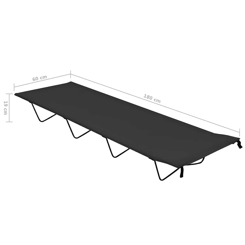 312484 vidaXL Camping Beds 2 pcs 180x60x19 cm Oxford Fabric and Steel Black