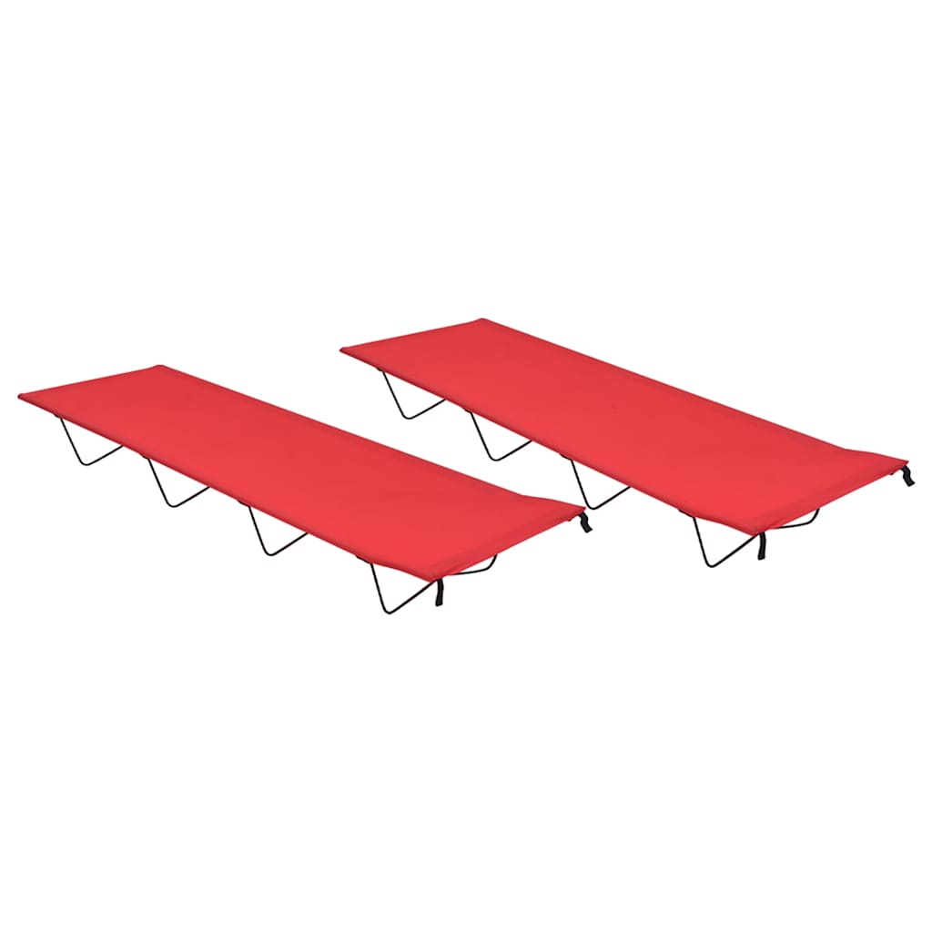 312485 vidaXL Camping Beds 2 pcs 180x60x19 cm Oxford Fabric and Steel Red