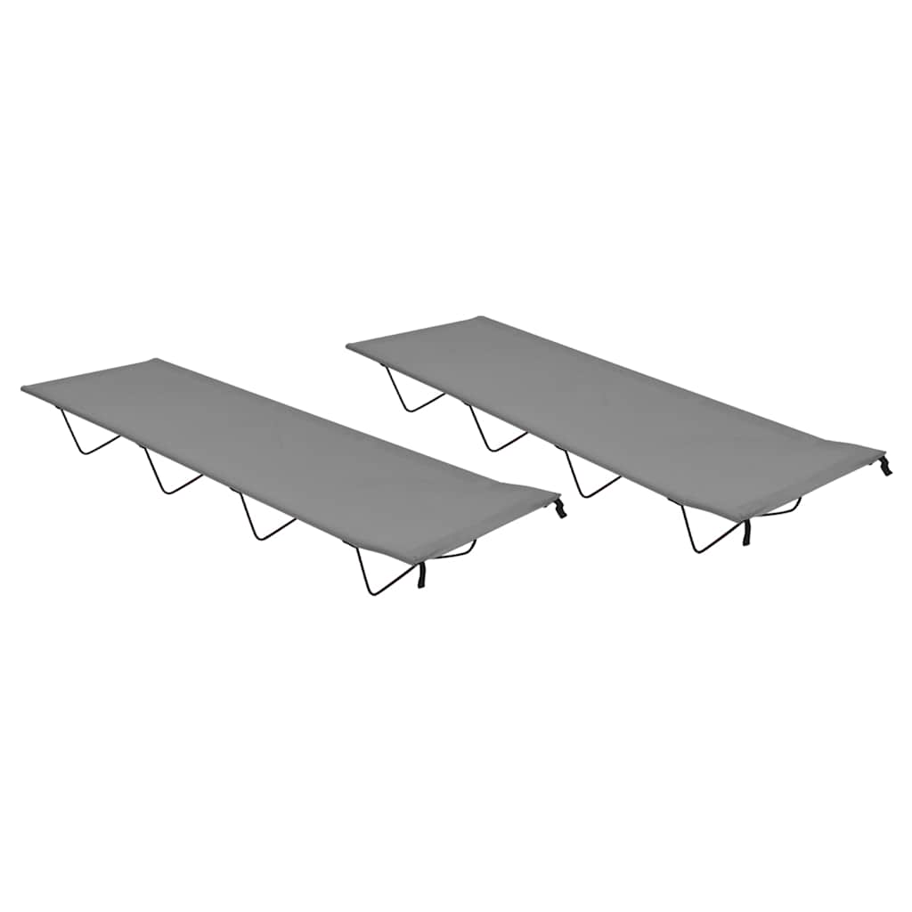 312486 vidaXL Camping Beds 2 pcs 180x60x19 cm Oxford Fabric and Steel Grey