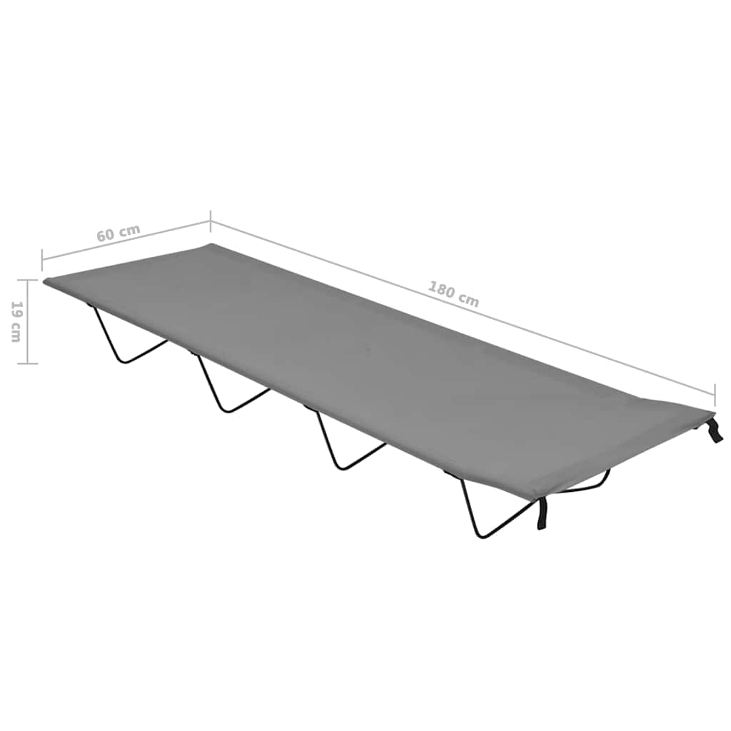 312486 vidaXL Camping Beds 2 pcs 180x60x19 cm Oxford Fabric and Steel Grey
