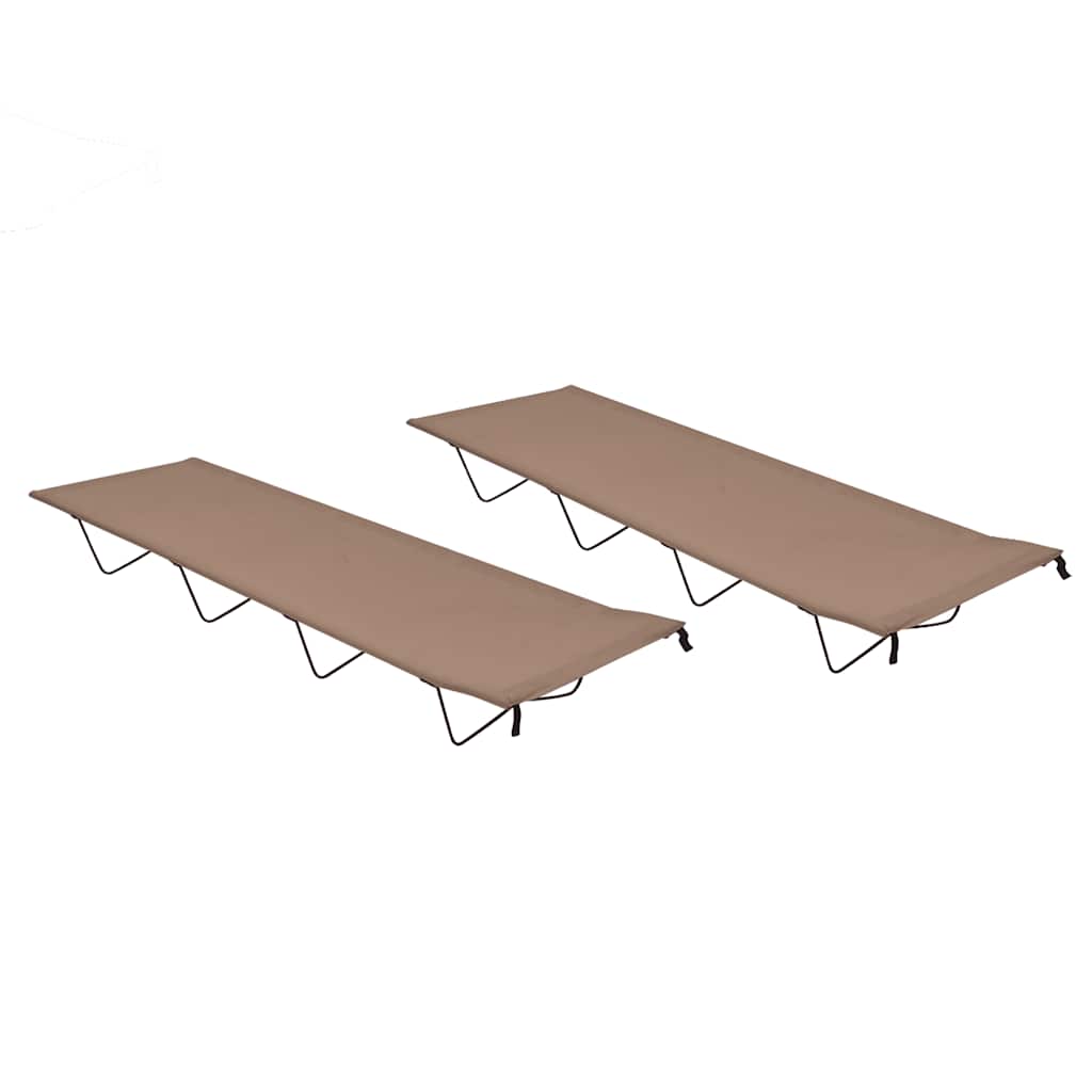 312487 vidaXL Camping Beds 2 pcs 180x60x19 cm Oxford Fabric and Steel Taupe
