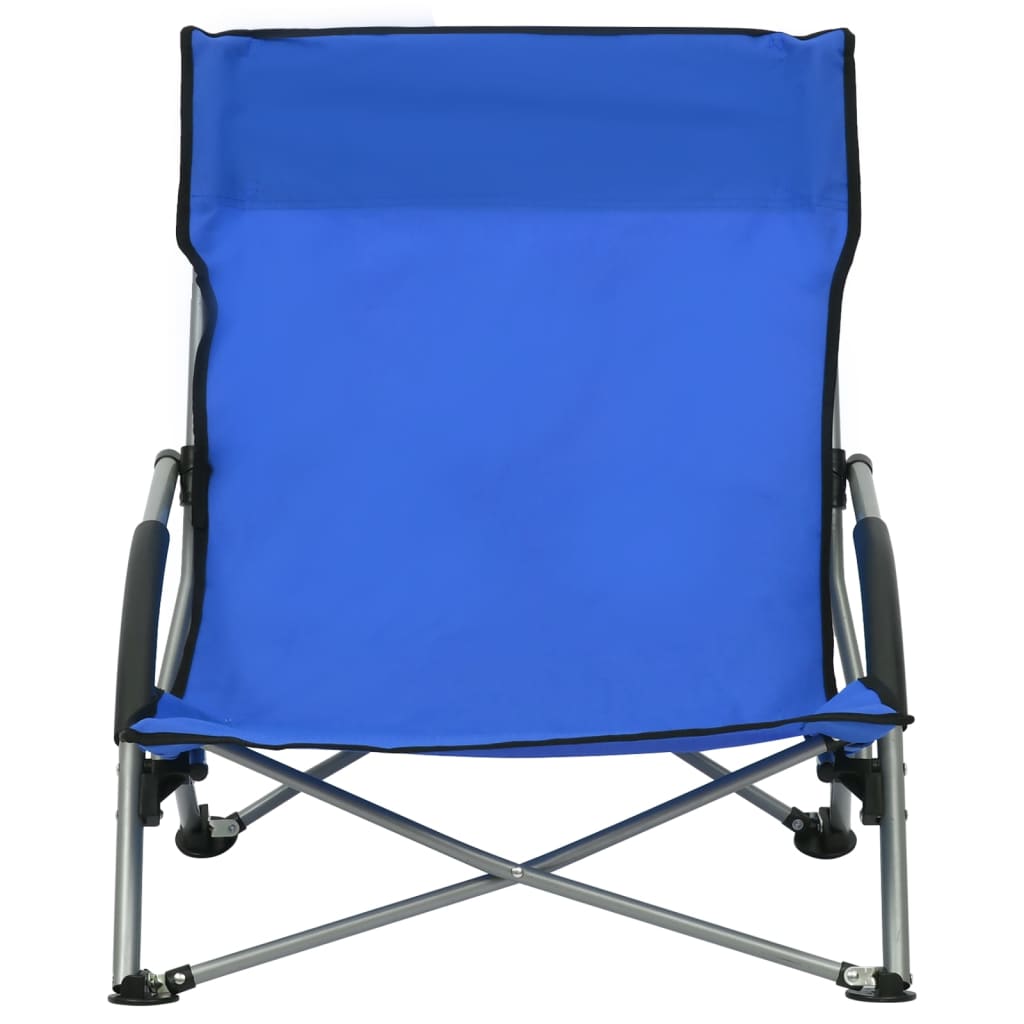 vidaXL Folding Beach Chairs 2 pcs Blue Fabric