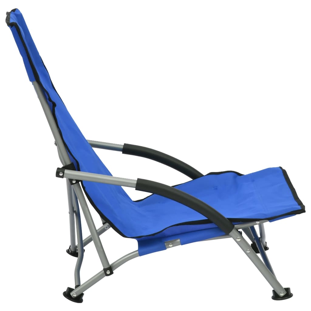 vidaXL Folding Beach Chairs 2 pcs Blue Fabric