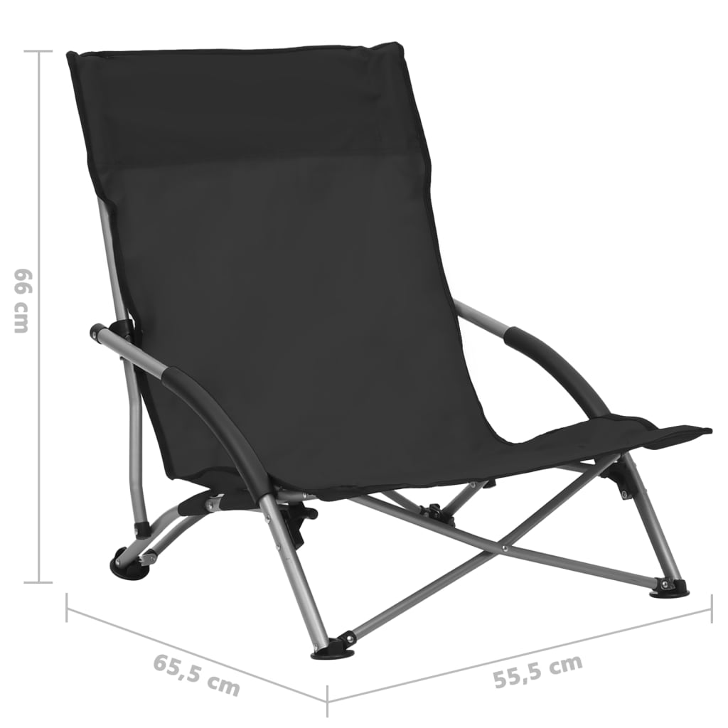 Beach Chair | Set of 2 | Black | Oxford fabric, Steel | Standard
