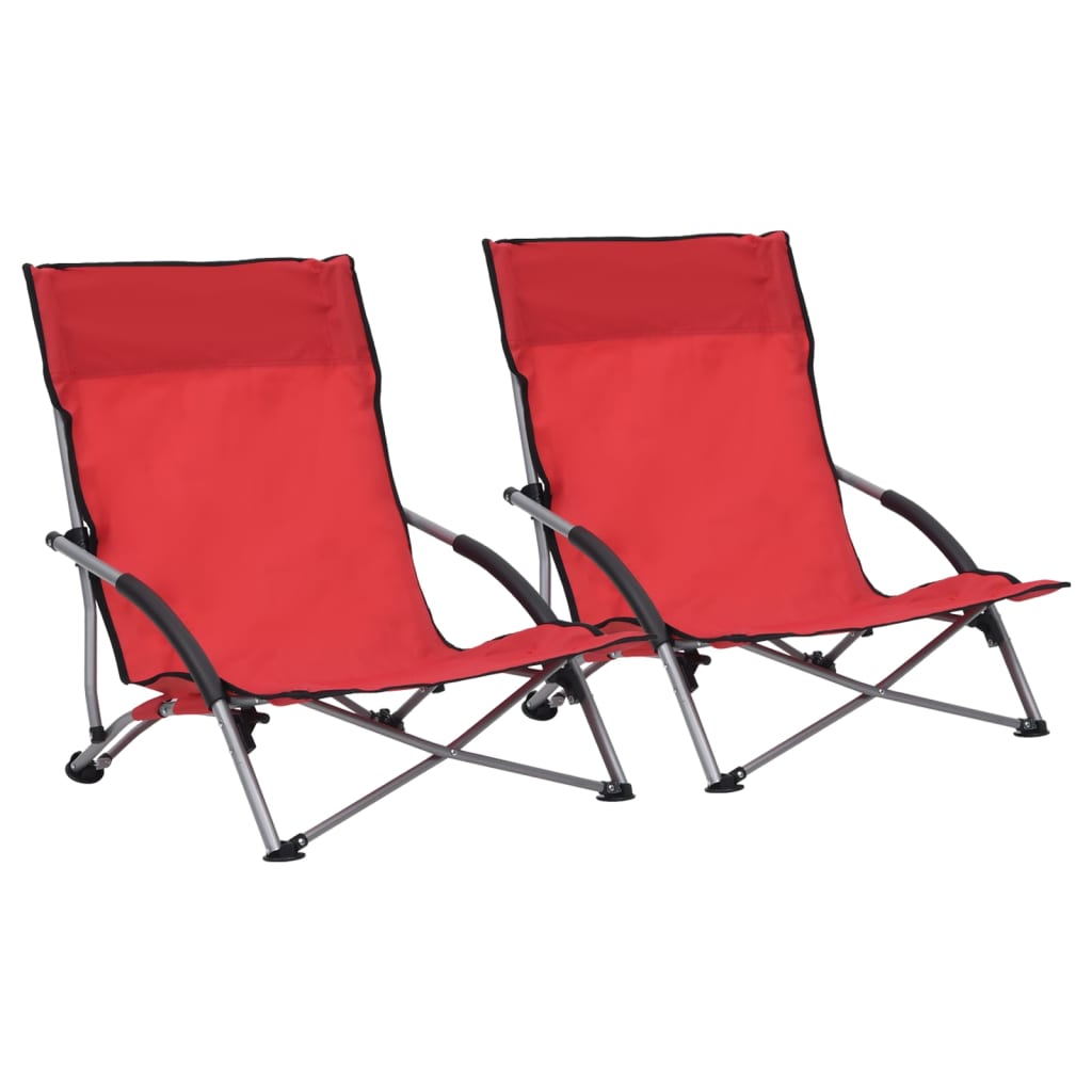 Beach Chair | Set of 2 | Red | Oxford fabric, steel | Medium | Folding